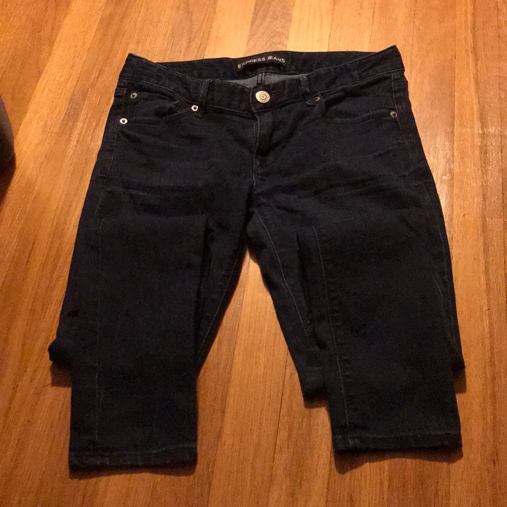 womens dark wash express jeggings